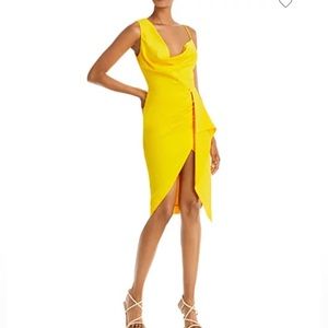 Alice Dress Yellow Asymmetrical Cowl front NWT size 6
